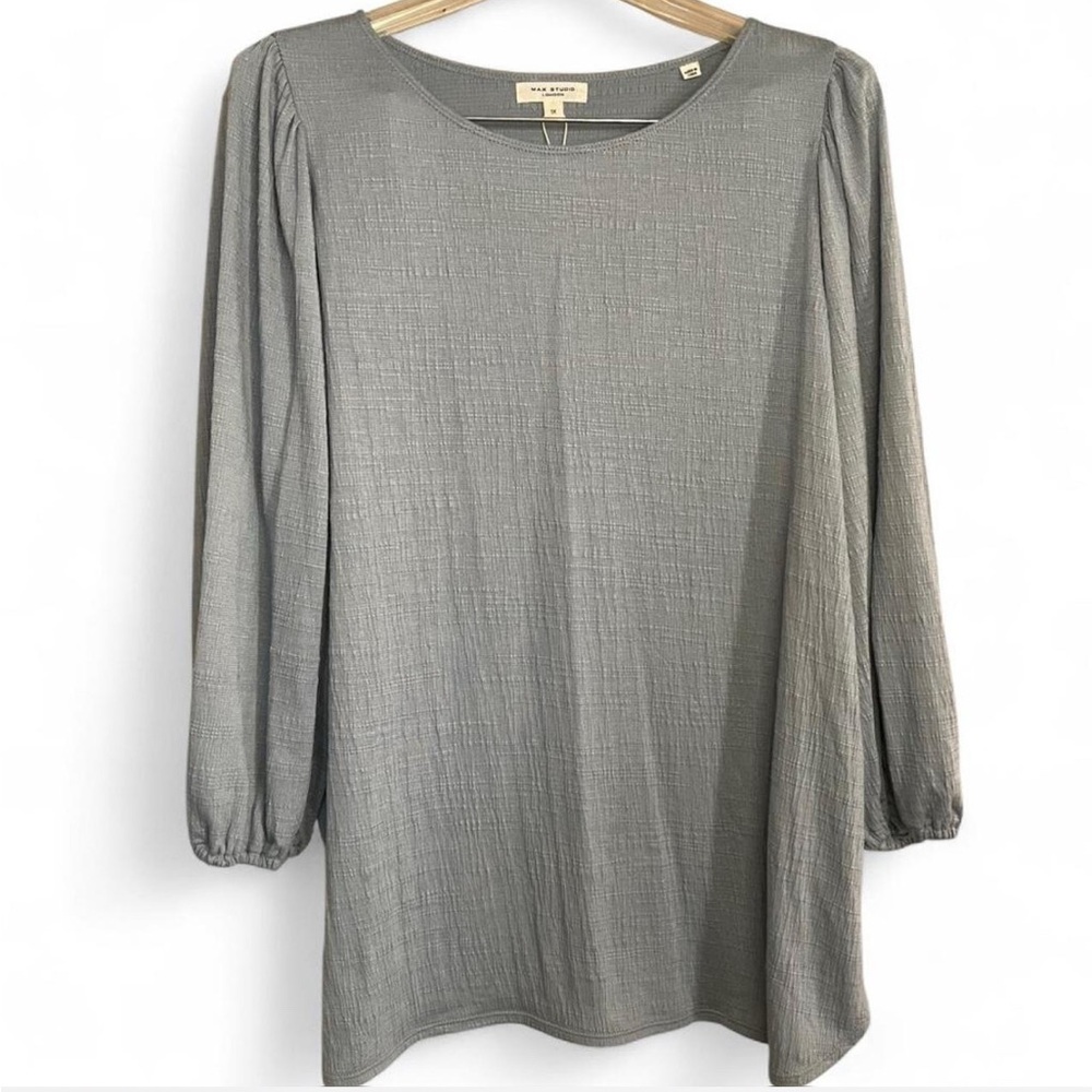 *NWT* Max Studio Ice Blue Long Balloon Sleeve Blouse
